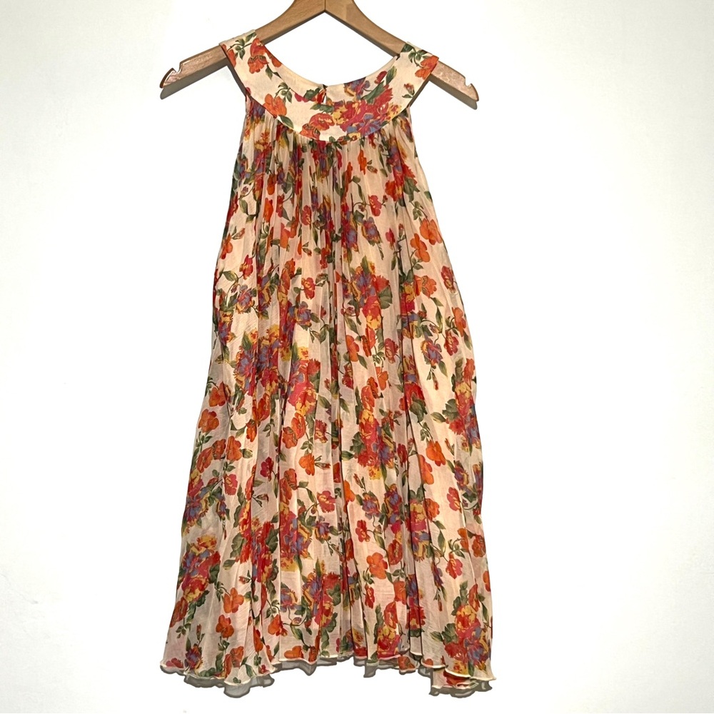 Free People Floral Pleated Mini Dress